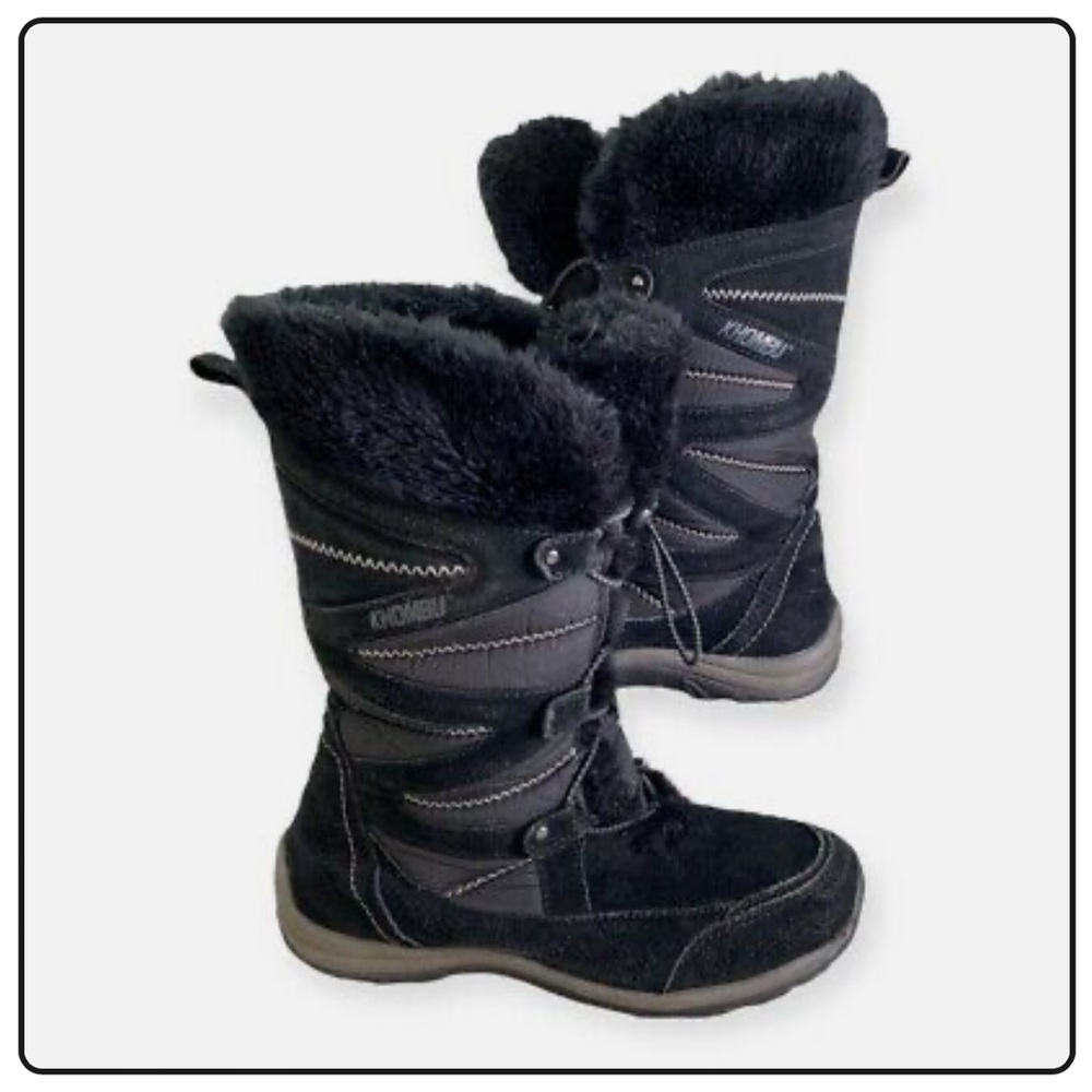 Khombu Black Fur lined winter boots GUC 8